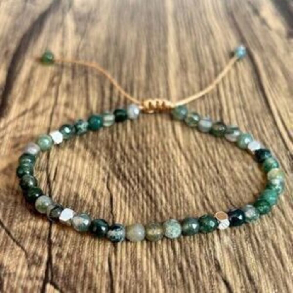 Moss Agate Healing Crystal Pull Bracelet